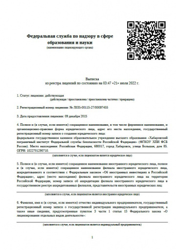 Выписка из реестра лицензий (стр.1)